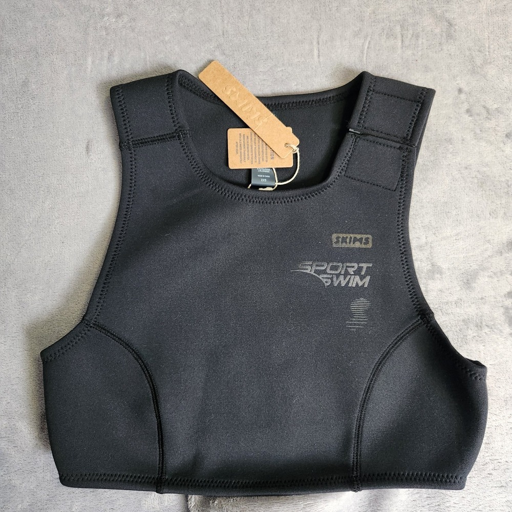 New SKIMS Sport Swim High Neck Top Womens Onyx SW-HNK-0050 XXS 2XS Scuba Crop